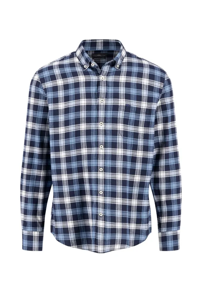 Shirts Men FYNCHHATTON Checked Shirt With Buttondown Collar Winter Whiteflamenavy