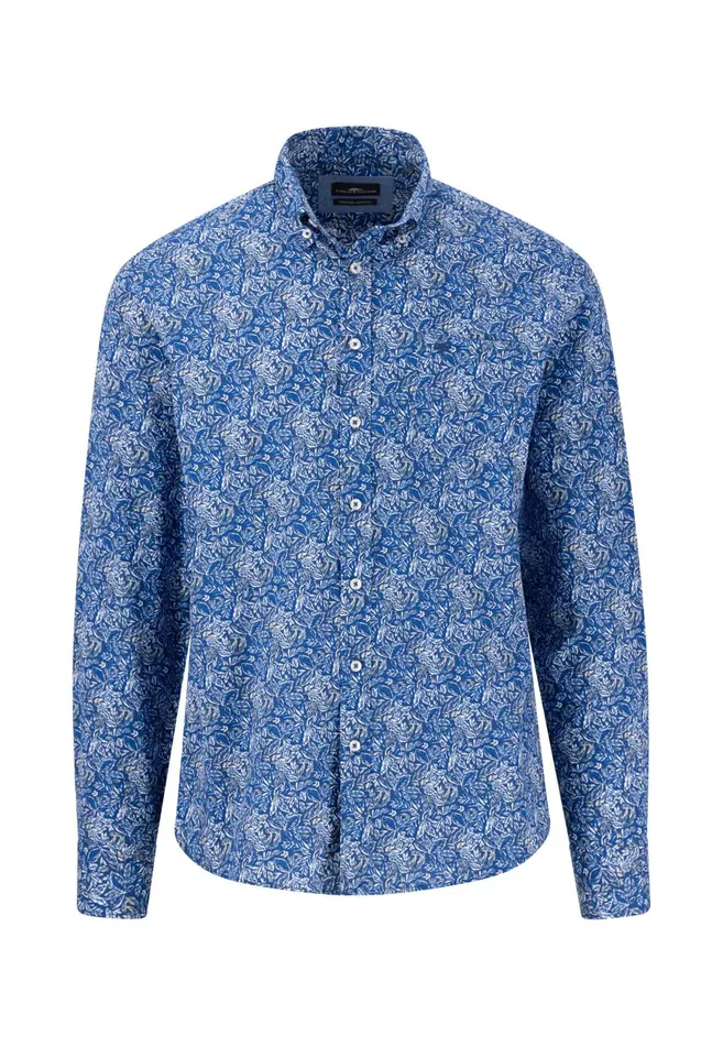 Shirts Men FYNCHHATTON Cotton Shirt With Floral All overprint Navysummer Breezestrong Blue