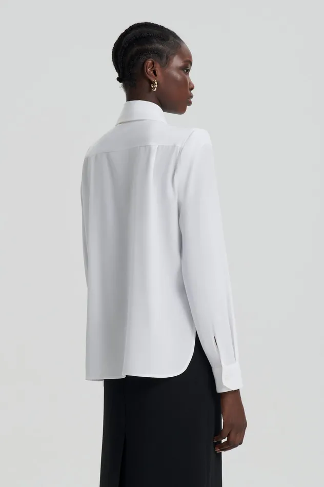 Shirts Scanlan Theodore Women SILK SHOULDER PAD SHIRT WHITE