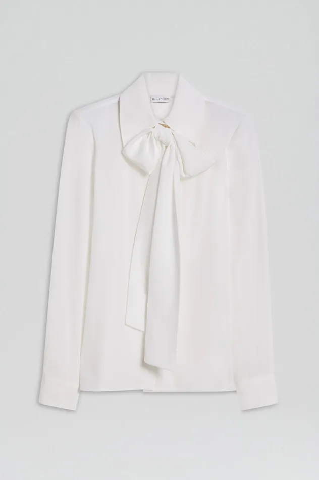 Shirts Scanlan Theodore Women SILK SHOULDER PAD SHIRT WHITE