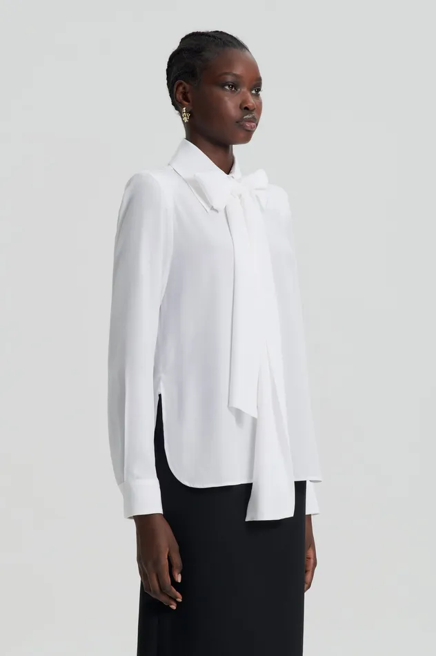 Shirts Scanlan Theodore Women SILK SHOULDER PAD SHIRT WHITE
