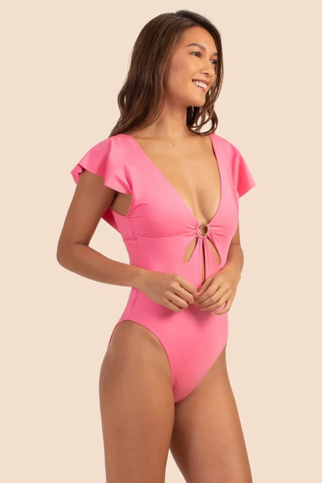 SHOP Trina Turk ONE PIECE SWIMWEAR MONACO SOLIDS FLUTTER MAILLOT