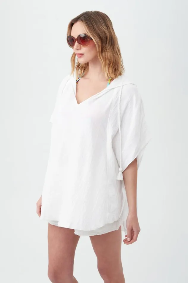 SHOP Trina Turk SWIM COVER UPS WOMEN039S SERENE BUBBLE GAUZE SHORT SLEEVE PONCHO SWIM COVERUP