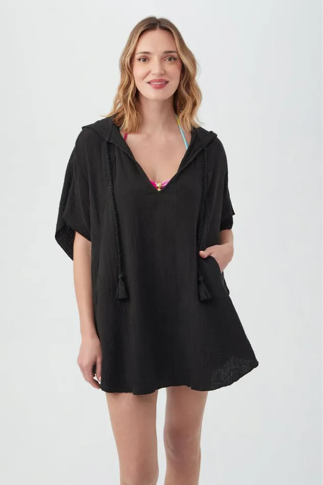 SHOP Trina Turk SWIM COVER UPS WOMEN039S SERENE BUBBLE GAUZE SHORT SLEEVE PONCHO SWIM COVERUP