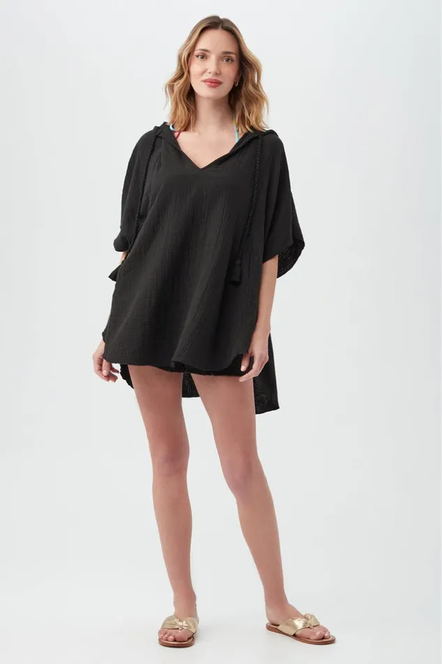 SHOP Trina Turk SWIM COVER UPS WOMEN039S SERENE BUBBLE GAUZE SHORT SLEEVE PONCHO SWIM COVERUP