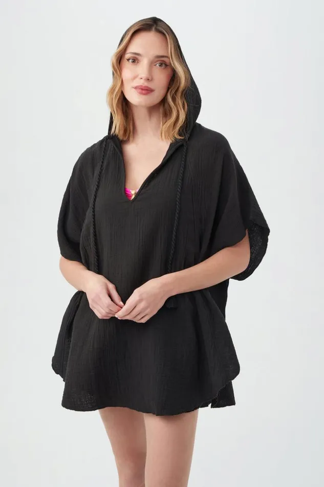 SHOP Trina Turk SWIM COVER UPS WOMEN039S SERENE BUBBLE GAUZE SHORT SLEEVE PONCHO SWIM COVERUP