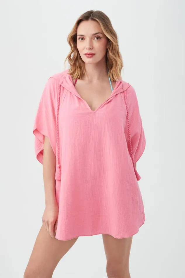 SHOP Trina Turk SWIM COVER UPS WOMEN039S SERENE BUBBLE GAUZE SHORT SLEEVE PONCHO SWIM COVERUP