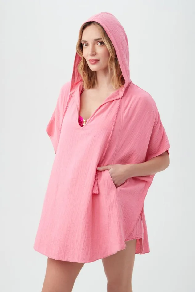 SHOP Trina Turk SWIM COVER UPS WOMEN039S SERENE BUBBLE GAUZE SHORT SLEEVE PONCHO SWIM COVERUP