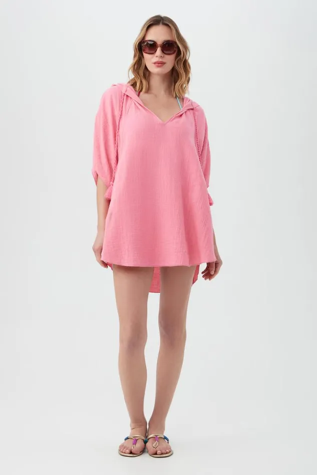 SHOP Trina Turk SWIM COVER UPS WOMEN039S SERENE BUBBLE GAUZE SHORT SLEEVE PONCHO SWIM COVERUP