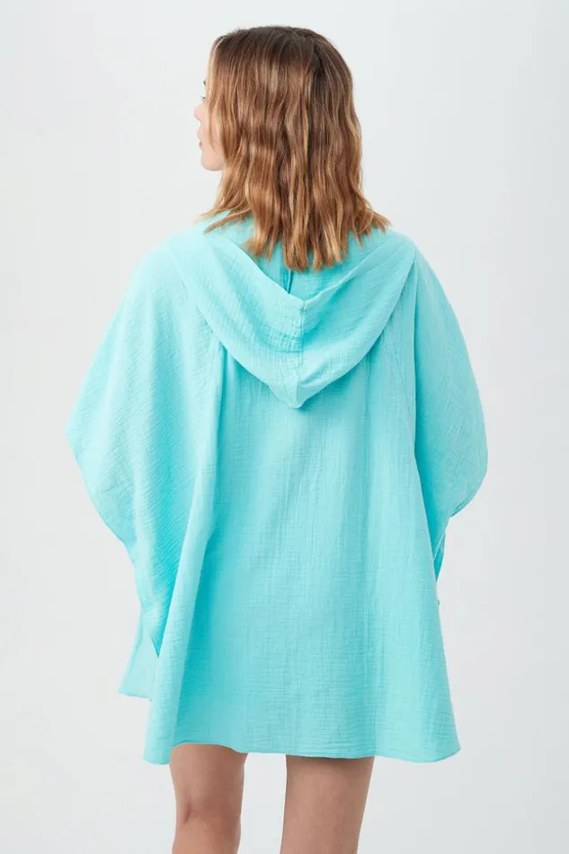SHOP Trina Turk SWIM COVER UPS WOMEN039S SERENE BUBBLE GAUZE SHORT SLEEVE PONCHO SWIM COVERUP