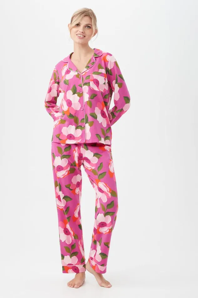 SHOP Trina Turk WOMEN039S SLEEPWEAR SACHA FLORAL WOMEN039S LONG SLEEVE LONG PANT JERSEY PJ SET