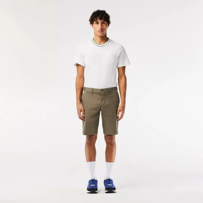 Shorts and Swim Men Lacoste Men039s Slim Fit Stretch Cotton Shorts Khaki Green 316