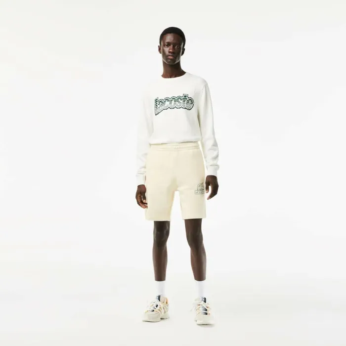 Shorts and Swim Men Lacoste Mens Unbrushed Organic Cotton Fleece Shorts Cream Xfj