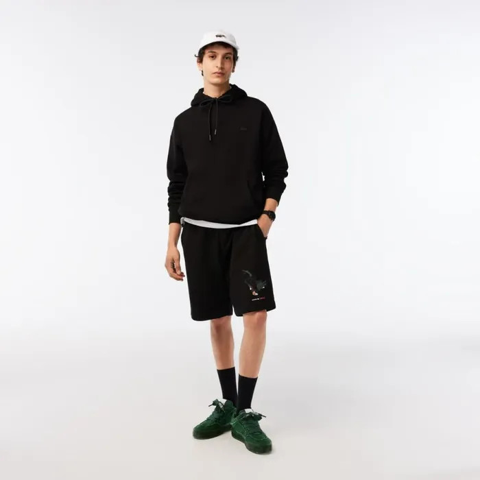 Shorts and Swim MenWomen Lacoste Unisex Lacoste X Netflix Organic Cotton Fleece Shorts Black 031