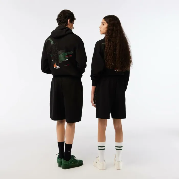 Shorts and Swim MenWomen Lacoste Unisex Lacoste X Netflix Organic Cotton Fleece Shorts Black 031