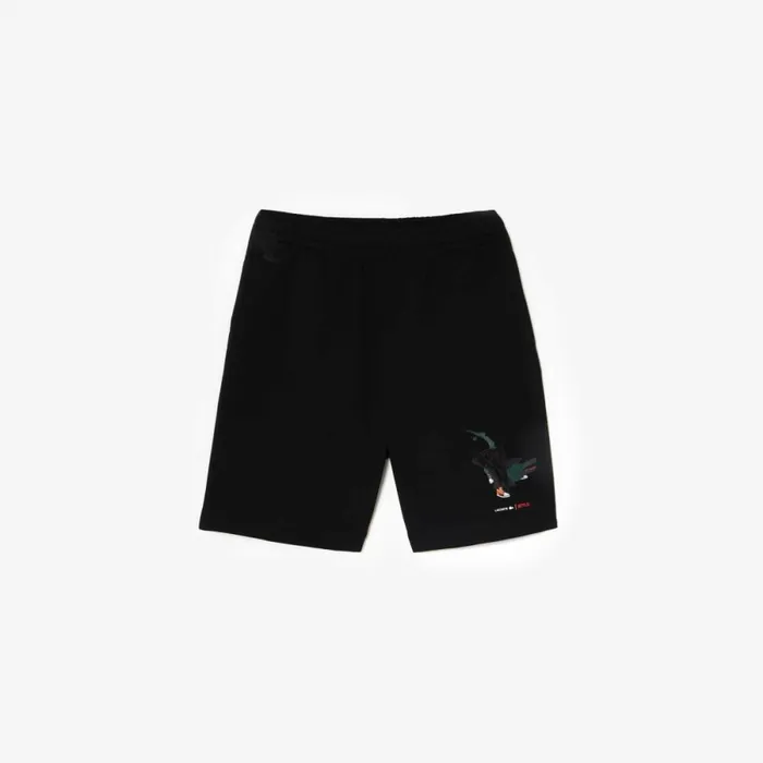 Shorts and Swim MenWomen Lacoste Unisex Lacoste X Netflix Organic Cotton Fleece Shorts Black 031