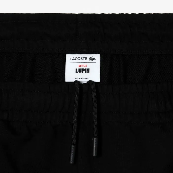 Shorts and Swim MenWomen Lacoste Unisex Lacoste X Netflix Organic Cotton Fleece Shorts Black 031