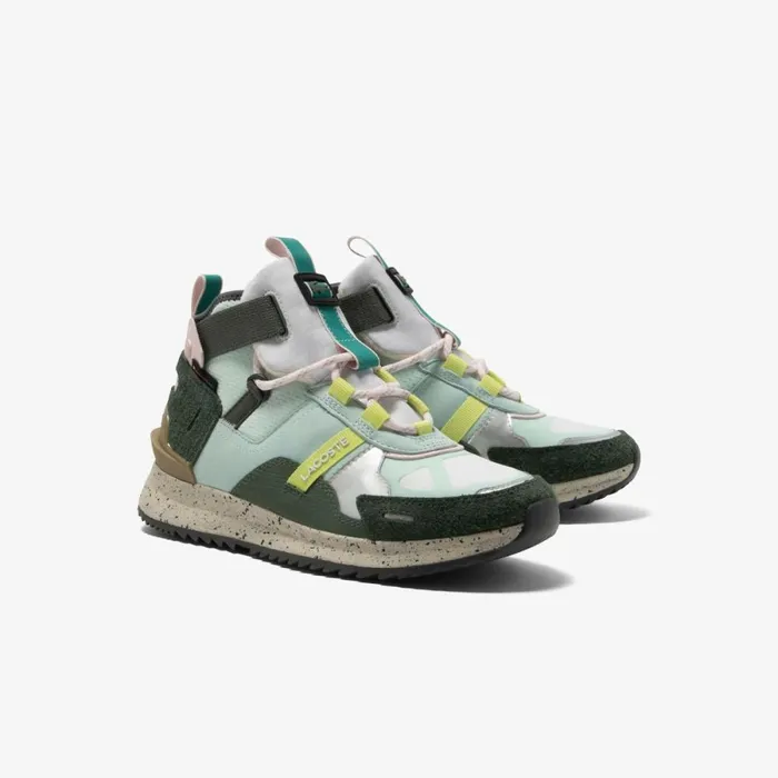 Sneakers Women Lacoste Womens Suede Leather Run Breaker Sneakers Lt Trqsgrn Anh
