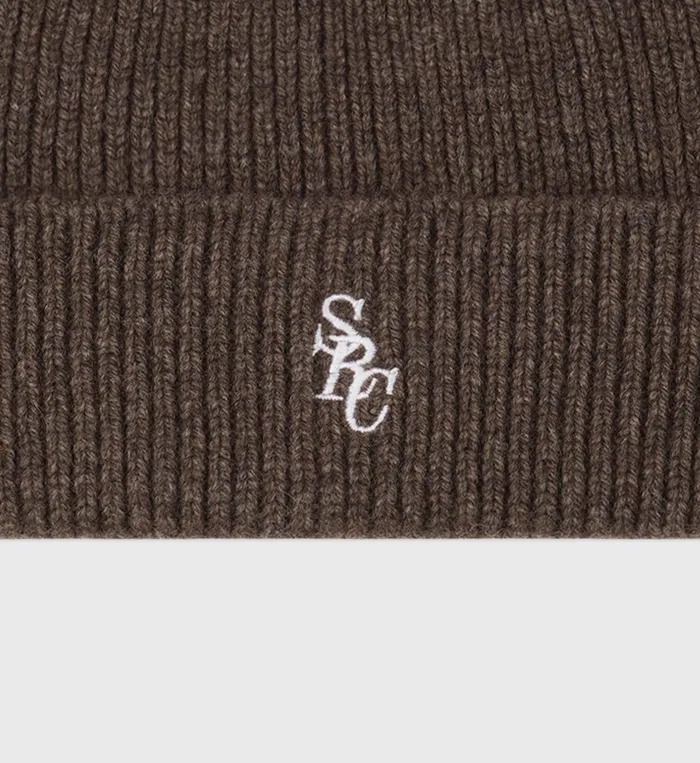 Sporty and Rich Knitwear Women SRC Wool Beanie 8211 Chocolate
