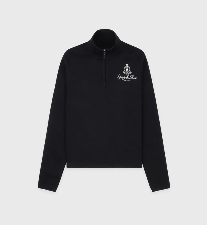 Sporty and Rich Knitwear Women Vendome Minimal Quarter Zip 8211 Black