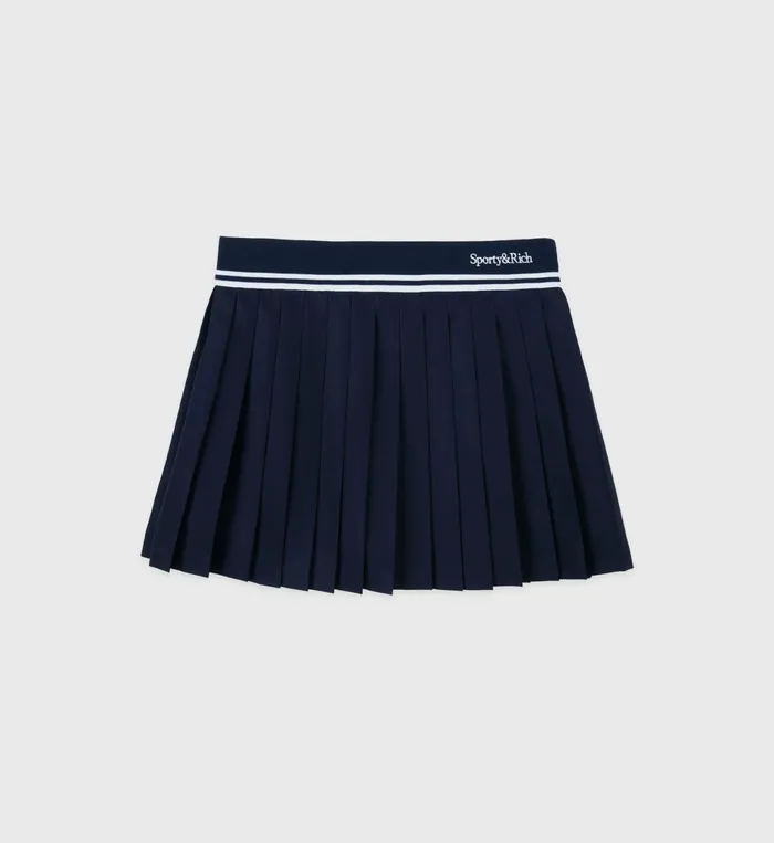 Sporty and Rich Skirts and Dresses Women Abigail Wool Pleated Skirt 8211 NavyWhite