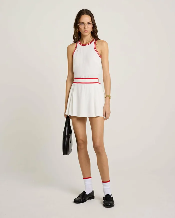 Sporty and Rich Skirts and Dresses Women SRC Phoebe Dress 8211 WhiteRed