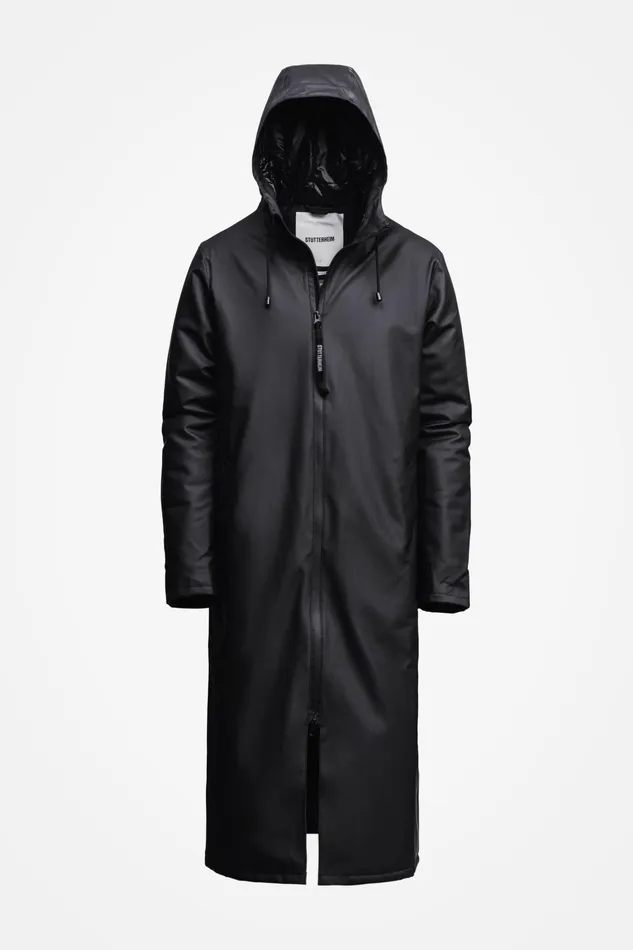 Stutterheim Stockholm Long Winter Jacket Black Women Long Raincoats