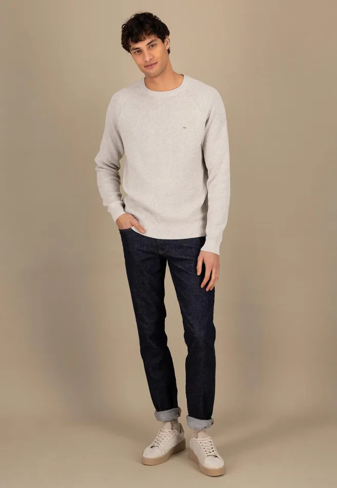 Sweater Men FYNCHHATTON Cotton Knitting Sweaters With A Logodail Vivid Yellowstrong Bluenavynew Offwhite
