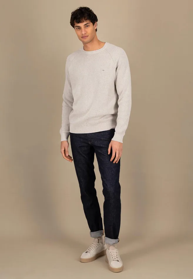 Sweater Men FYNCHHATTON Cotton Knitting Sweaters With A Logodail Vivid Yellowstrong Bluenavynew Offwhite