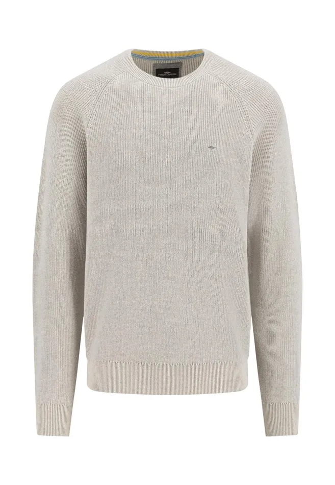 Sweater Men FYNCHHATTON Cotton Knitting Sweaters With A Logodail Vivid Yellowstrong Bluenavynew Offwhite