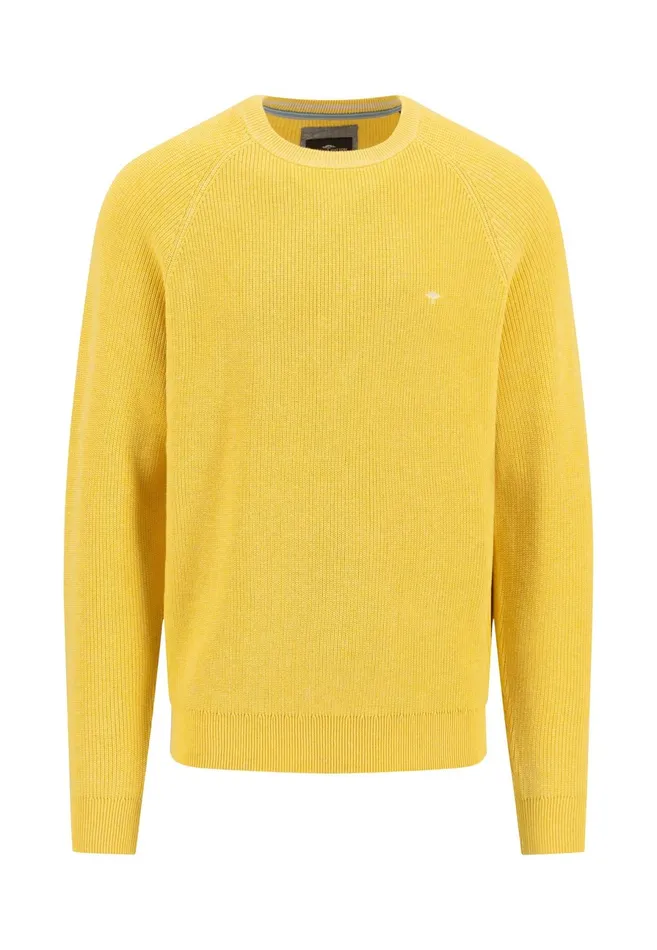 Sweater Men FYNCHHATTON Cotton Knitting Sweaters With A Logodail Vivid Yellowstrong Bluenavynew Offwhite