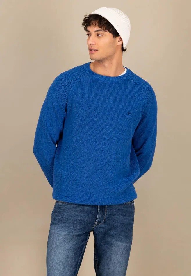 Sweater Men FYNCHHATTON Cotton Knitting Sweaters With A Logodail Vivid Yellowstrong Bluenavynew Offwhite
