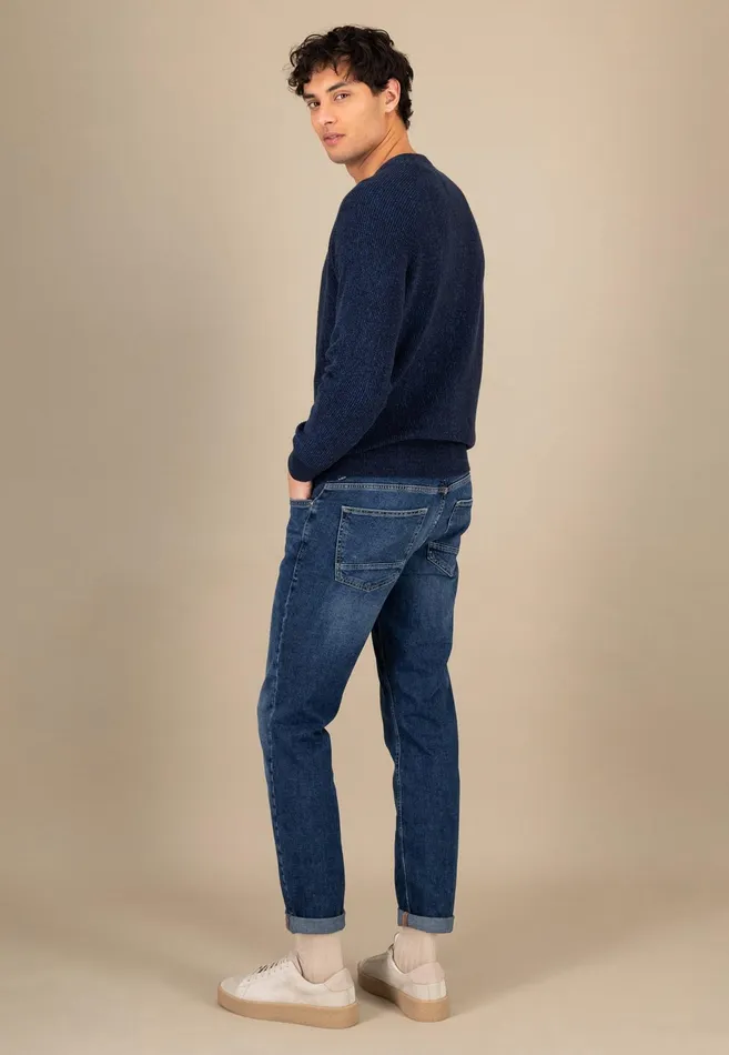 Sweater Men FYNCHHATTON Cotton Knitting Sweaters With A Logodail Vivid Yellowstrong Bluenavynew Offwhite