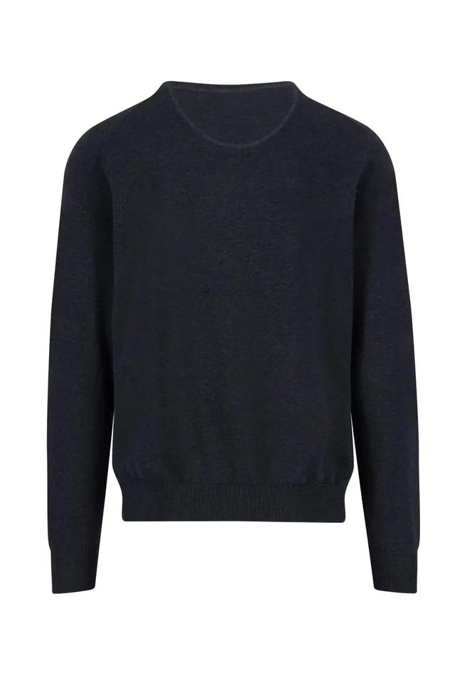 Sweater Men FYNCHHATTON Fine Knitting Sweater With A Circular Neckline Navysteelcharcoalazure