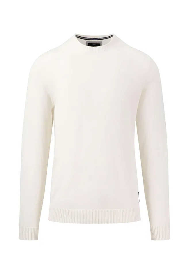 Sweater Men FYNCHHATTON Soft Cottonknit Sweater With A Round Neckline Offwhitecrystal Blueorient Rednavy