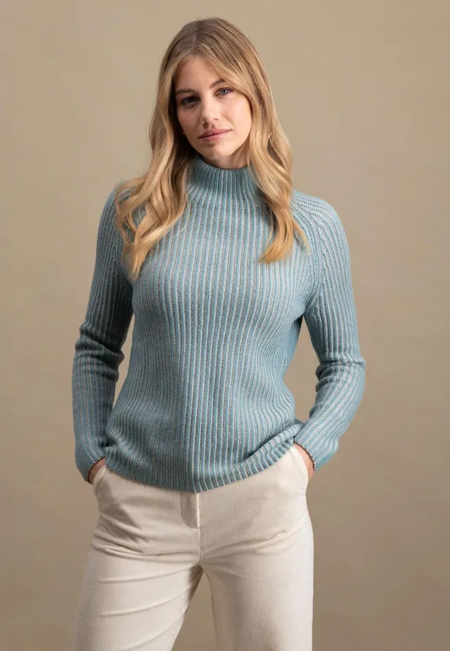 Sweater Women FYNCHHATTON Knitting Sweater Made Of Wool Mix In Twotone Look Aqua Seaelegant Pink