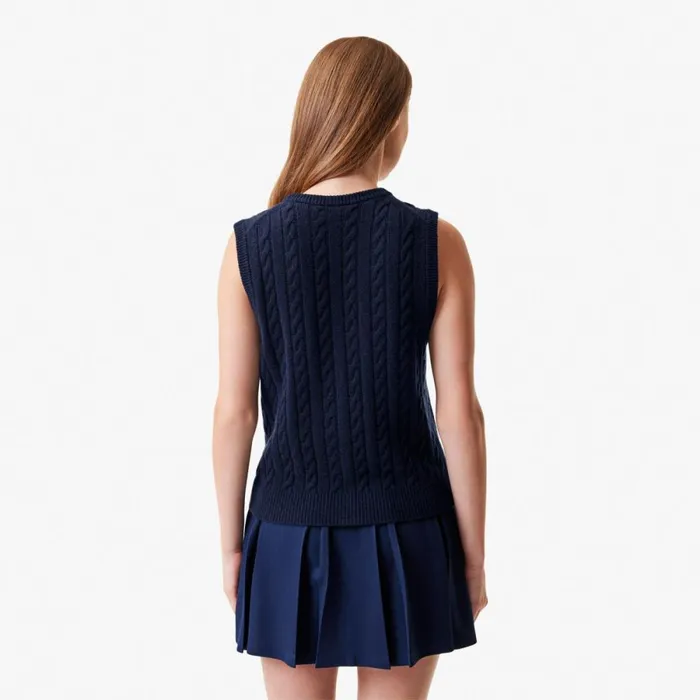 Sweaters and Sweatshirts Women Lacoste Women039s Lacoste X Bandier Sleeveless Cashmere Cardigan Navy Blue 166