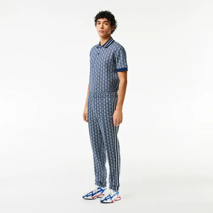 Sweatpants and Trousers Men Lacoste Men039s Jacquard Monogram Paris Sweatpants Navy Blue White Qie