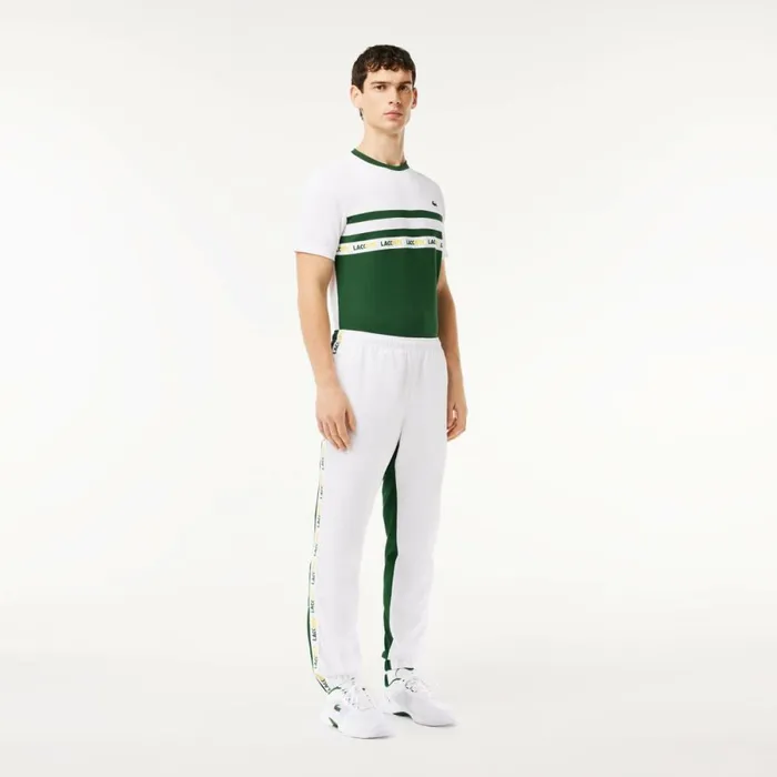 Sweatpants and Trousers Men Lacoste Men039s Regular Fit Logo Stripe Sweatpants White Green 737