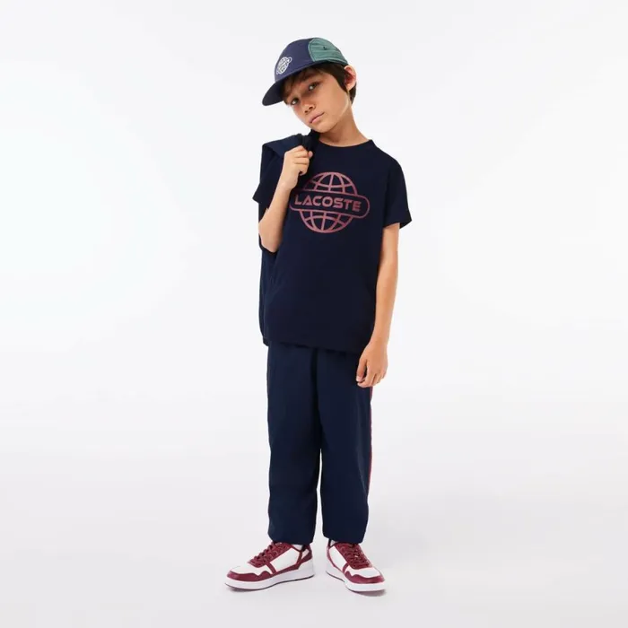 TShirts and Tops Kids Lacoste Kids039 Cotton Jersey Planet Print TShirt Navy Blue 166