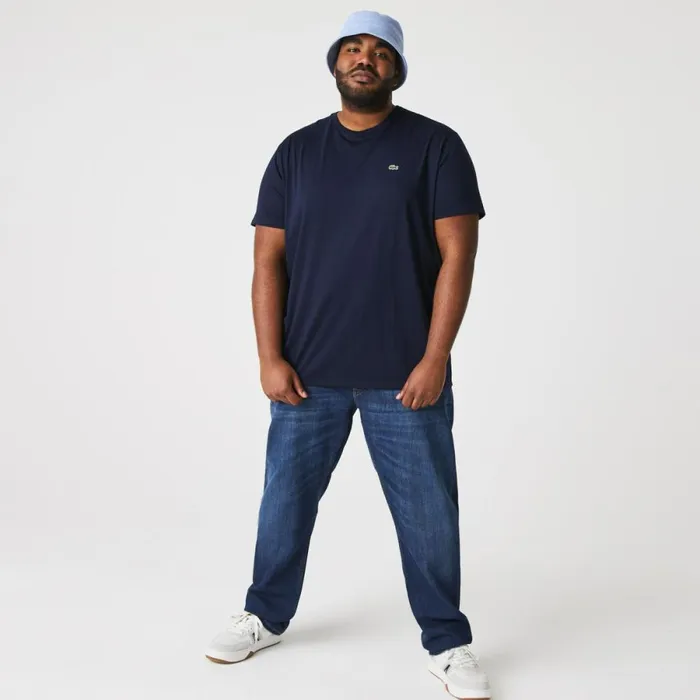 TShirts Men Lacoste Men039s Crew Neck Pima Cotton Jersey TShirt Navy Blue 166