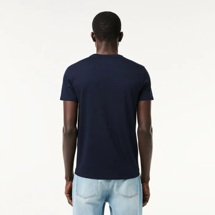 TShirts Men Lacoste Men039s Crew Neck Pima Cotton Jersey TShirt Navy Blue 166