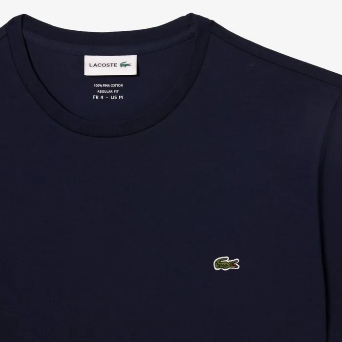 TShirts Men Lacoste Men039s Crew Neck Pima Cotton Jersey TShirt Navy Blue 166