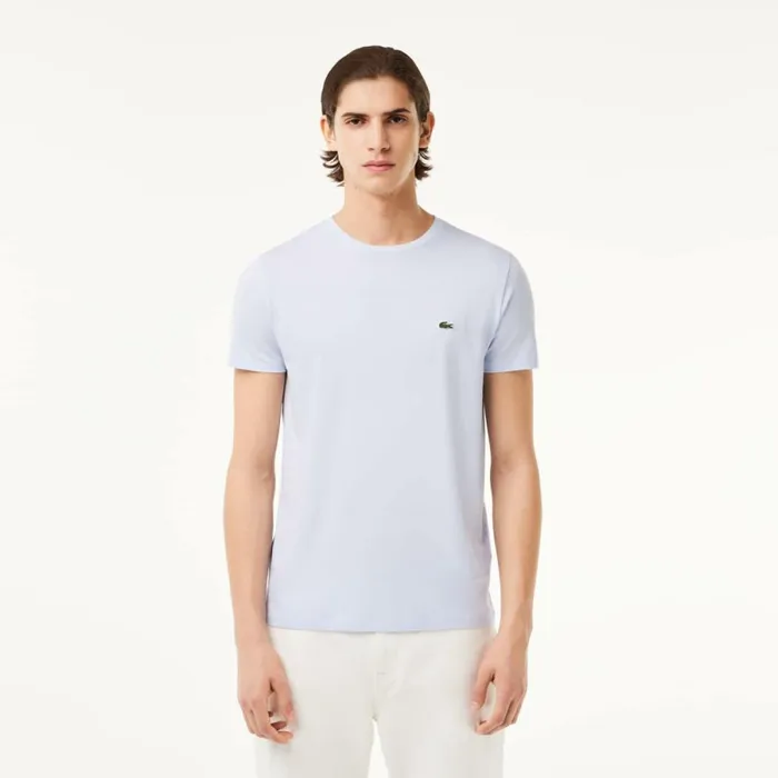 TShirts Men Lacoste Men039s Crew Neck Pima Cotton Jersey TShirt Phoenix Blue J2g