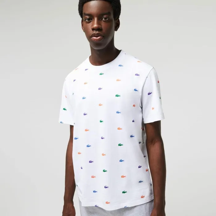 TShirts Men Lacoste Men039s Crocodile Print Crew Neck Cotton Lounge TShirt White Sbh TShirts Men Lacoste Men039s Crocodile Print Crew Neck Cotton Lounge TShirt White Sbh