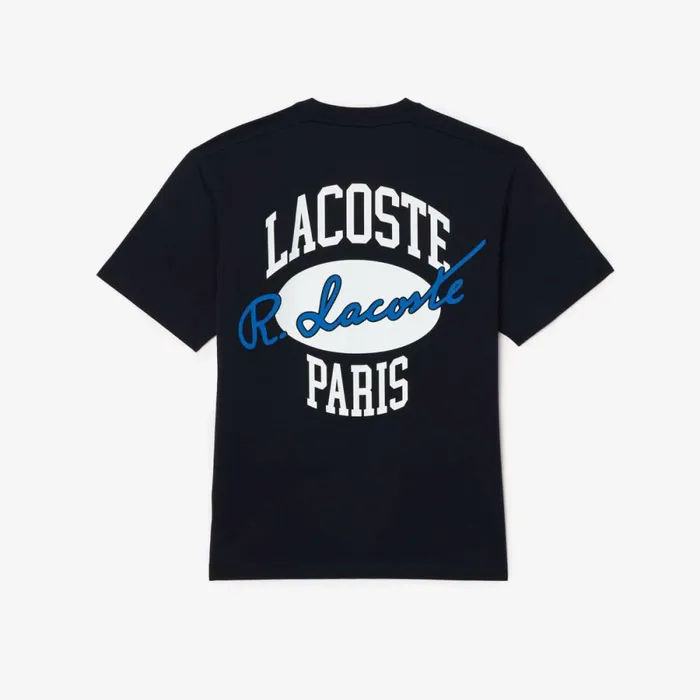 TShirts Men Lacoste Men039s Heritage Print Cotton TShirt Abysm Blue Hde