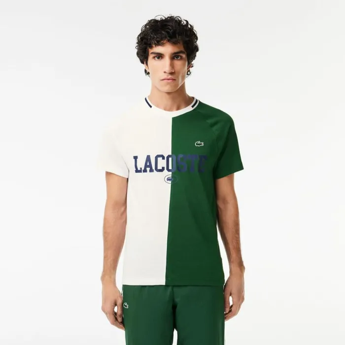 TShirts Men Lacoste Men039s Lacoste Sport X Daniil Medvedev UltraDry Tennis TShirt White Green 737