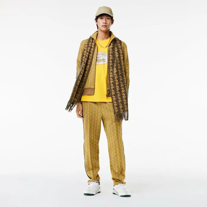 TShirts Men Lacoste Men039s Regular Fit Cotton Monogram TShirt Pistil Yellow C7t