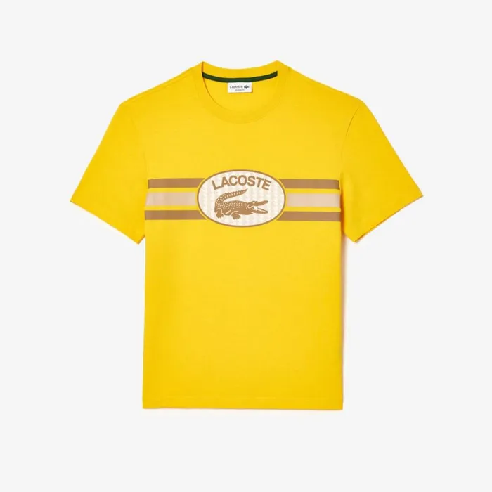 TShirts Men Lacoste Men039s Regular Fit Cotton Monogram TShirt Pistil Yellow C7t