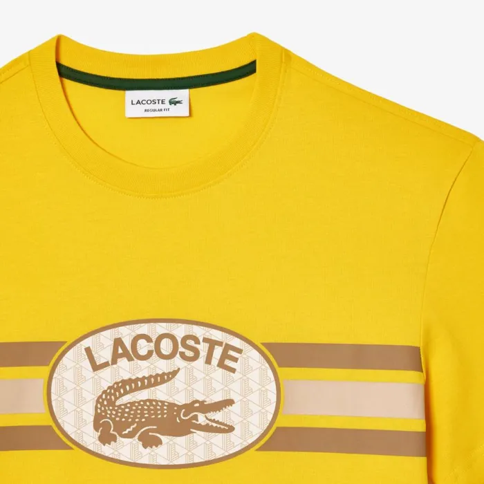 TShirts Men Lacoste Men039s Regular Fit Cotton Monogram TShirt Pistil Yellow C7t